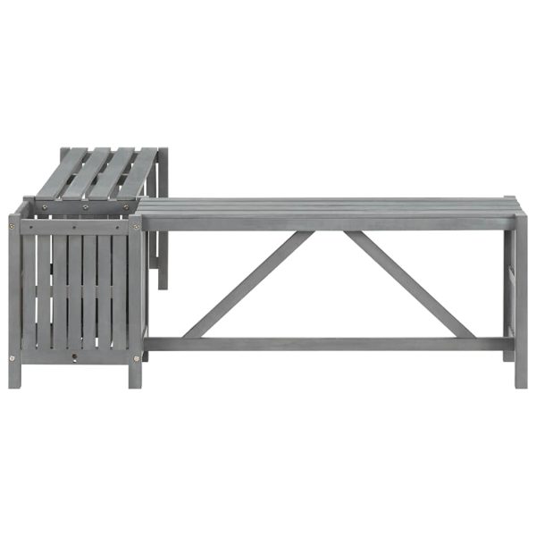 Garden Corner Bench with Planter 117cm Solid Acacia Wood Grey - Image 5