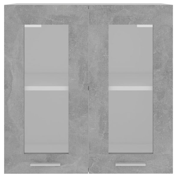 Hanging Glass Cabinet Concrete Grey  60x31x60 cm Engineered Wood - Image 6