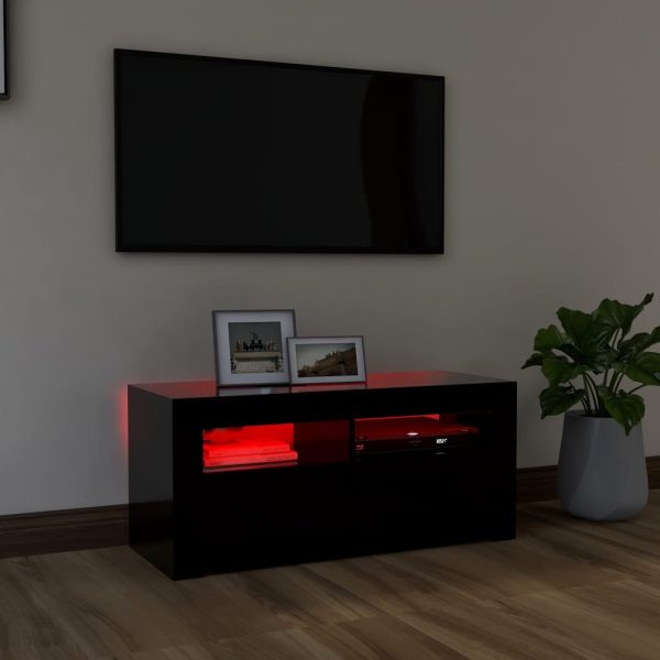 TV Cabinet with LED Lights Black 90x35x40 cm - Image 5