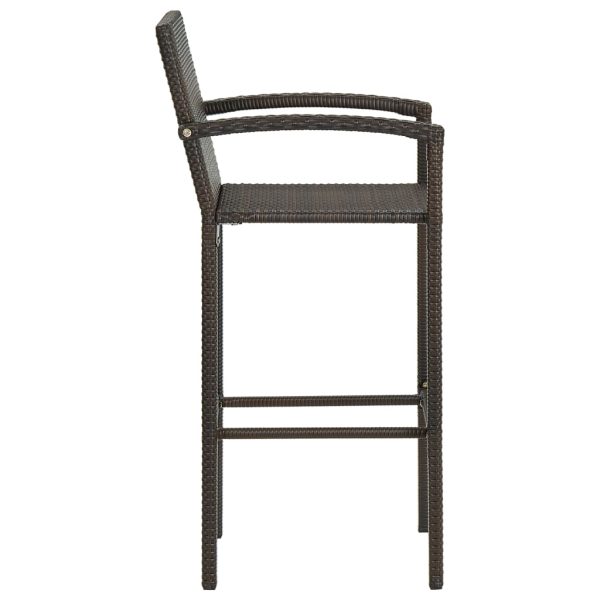 5 Piece Outdoor Bar Set with Armrest Poly Rattan Brown - Image 6
