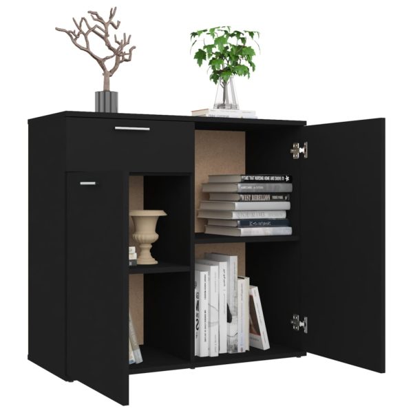Sideboard Black 80x36x75 cm Engineered Wood - Image 4