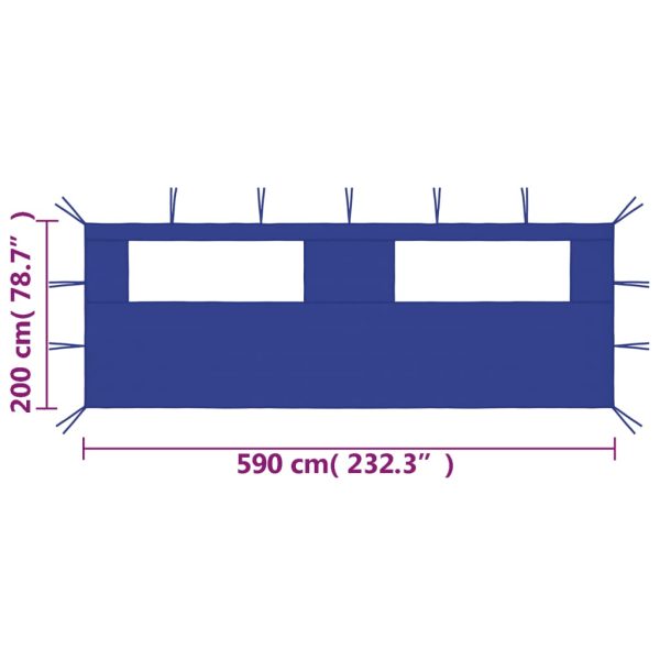 Gazebo Sidewall with Windows 6x2 m Blue - Image 4