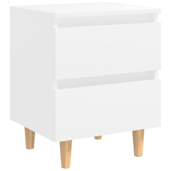 Bed Cabinet with Solid Pinewood Legs White 40x35x50 cm - Image 2