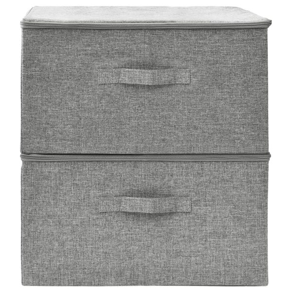 Storage Boxes 2 pcs Fabric 43x34x23 cm Grey - Image 3