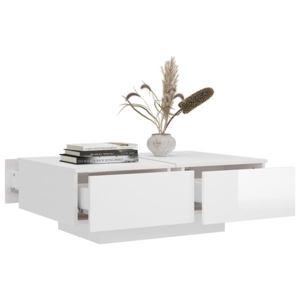 Coffee Table High Gloss White 90x60x31 cm Engineered Wood - Image 6