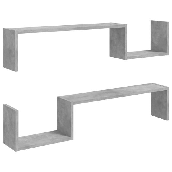 Wall Shelf 2 pcs Concrete Grey 100x15x20 cm Engineered Wood - Image 2