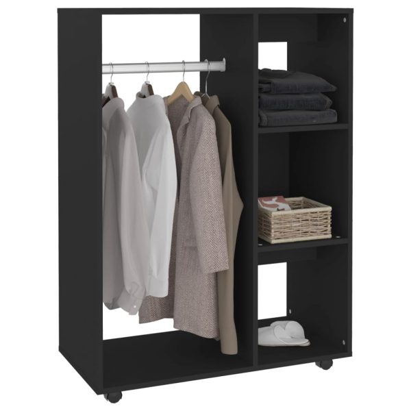 Wardrobe Black 80x40x110 cm Engineered Wood - Image 4