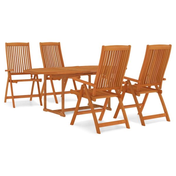 5 Piece Garden Dining Set Solid Wood Eucalyptus - Image 2