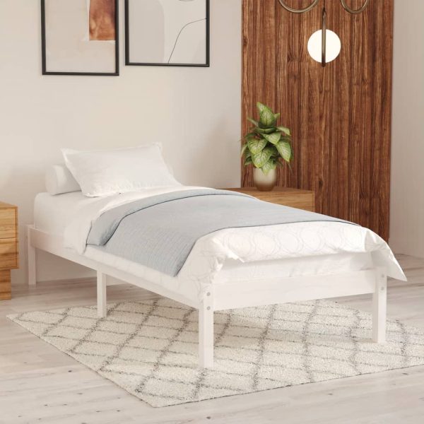 810008 Bed Frame without Mattress White Solid Wood 100x200 cm