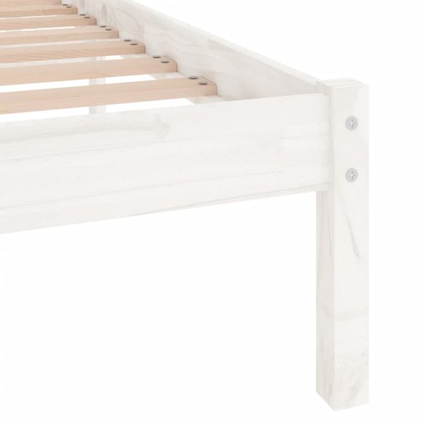 810028 Bed Frame without Mattress White Solid Wood 160x200 cm - Image 6