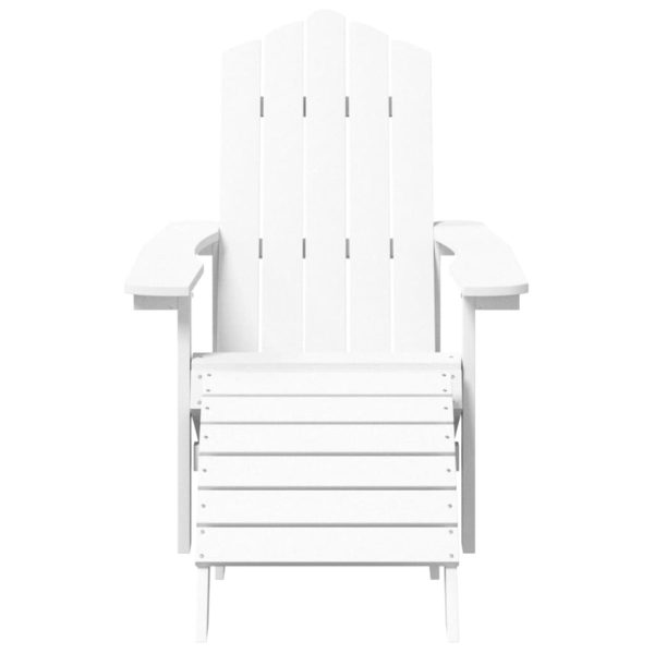 Garden Adirondack Chair with Footstool HDPE White - Image 3