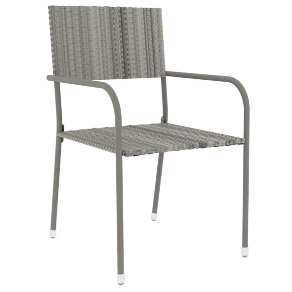 3 Piece Garden Dining Set Poly Rattan Grey - Image 3
