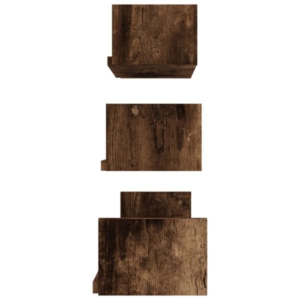 Wall Display Shelf 3 pcs Black Engineered Wood - Image 22
