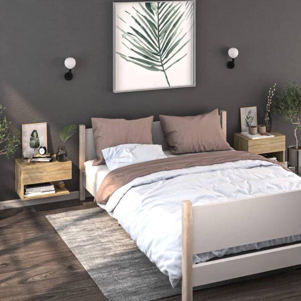 Wall-mounted Bedside Cabinet Brown Oak - Image 21