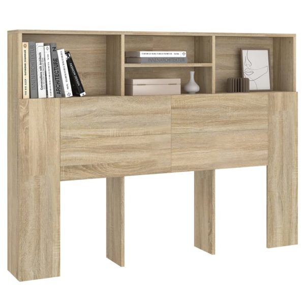 Headboard Cabinet Sonoma Oak 140x19x103.5 cm - Image 4