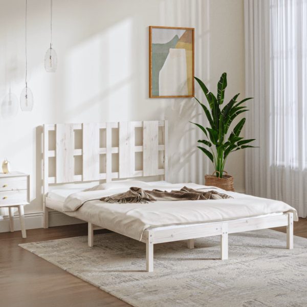 Bed Frame without Mattress White 140x200 cm  Solid Wood Pine