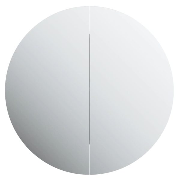 Bathroom Cabinet with Round Mirror&LED Black 47x47x17.5 cm - Image 6