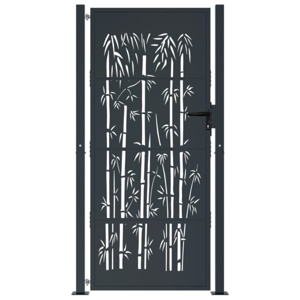Garden Gate Anthracite 105x180 cm Steel Bamboo Design - Image 3