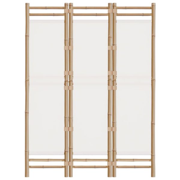 Folding 3-Panel Room Divider 120 cm Bamboo and Canvas - Image 4