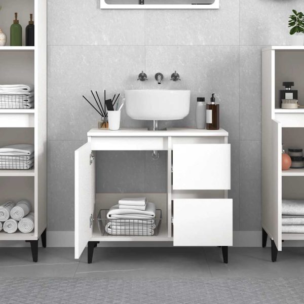 Bathroom Cabinet White 65x33x60 cm Engineered Wood - Image 3