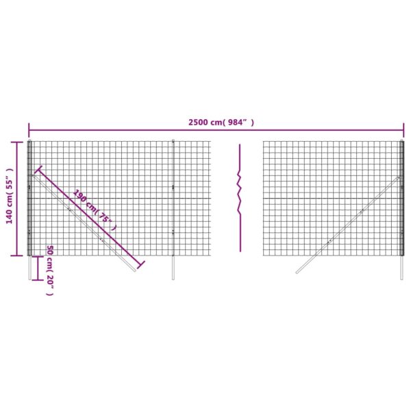Wire Mesh Fence Anthracite 1.4x25 m Galvanised Steel - Image 5