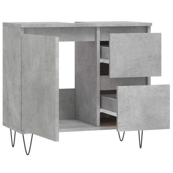 Bathroom Cabinet Concrete Grey 65x33x60 cm Engineered Wood - Image 4