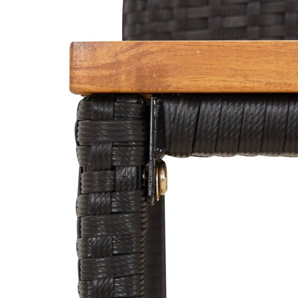 5 Piece Garden Bar Set Black Poly Rattan&Solid Wood Acacia - Image 6