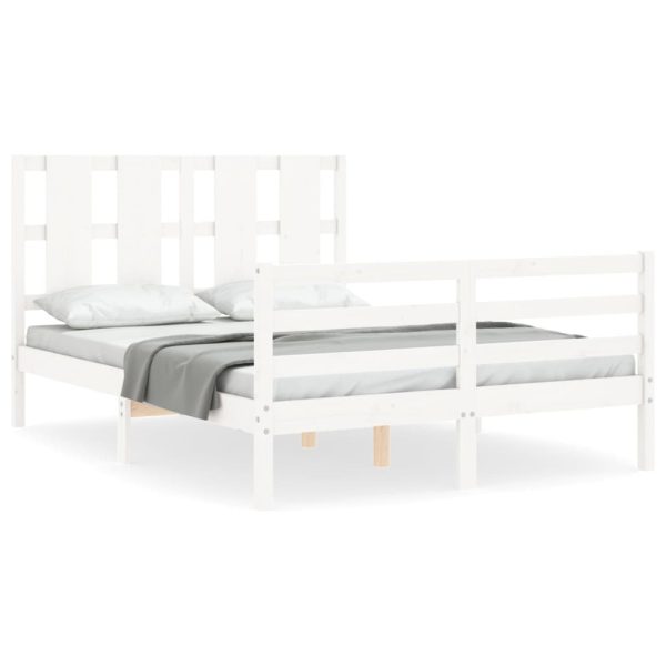 Bed Frame without Mattress White 140x190 cm Solid Wood - Image 2