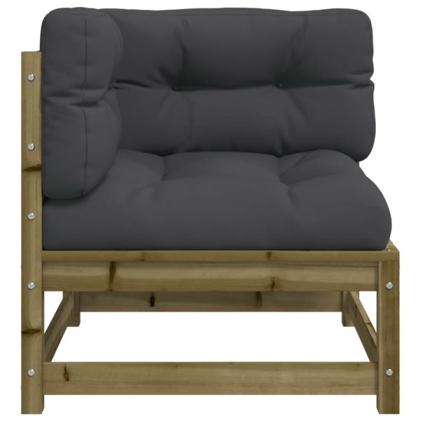 Garden Sofas Corner with Cushions 2 pcs Impregnated Wood Pine - Image 6