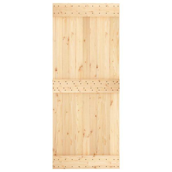Sliding Door with Hardware Set 85x210 cm Solid Wood Pine - Image 4