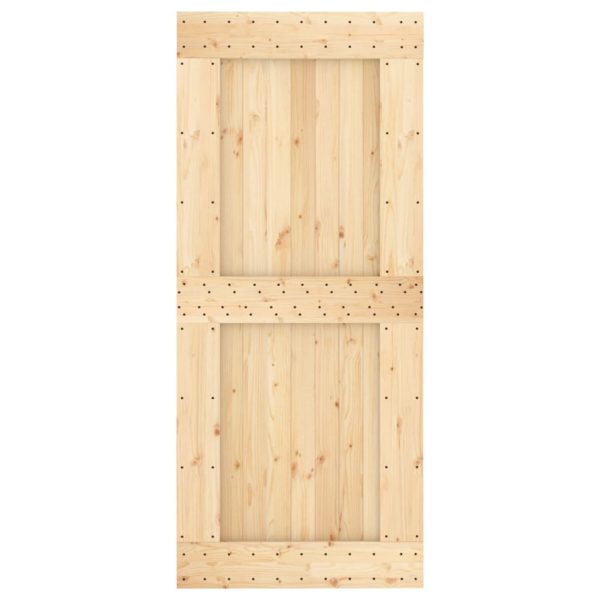 Sliding Door with Hardware Set 90x210 cm Solid Wood Pine - Image 4