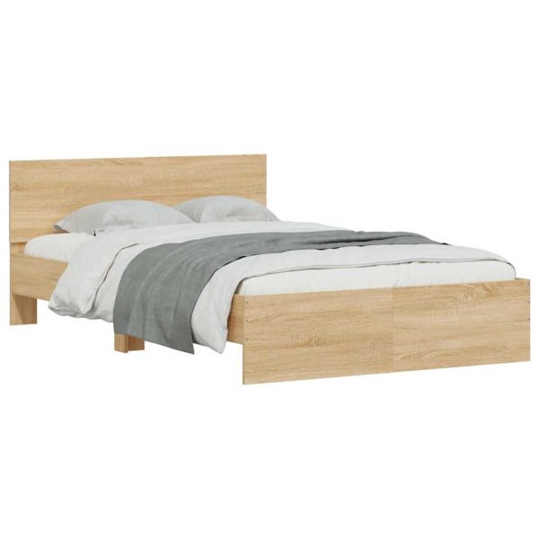 Bed Frame with Headboard and LED Sonoma Oak 120x200 cm - Image 5