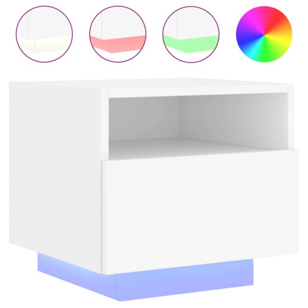 Bedside Cabinets with LED Lights 2 pcs White 40x39x37 cm - Image 5