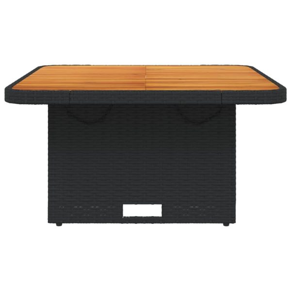 Garden Table Black 80x80x71 cm Poly Rattan and Acacia Wood - Image 5