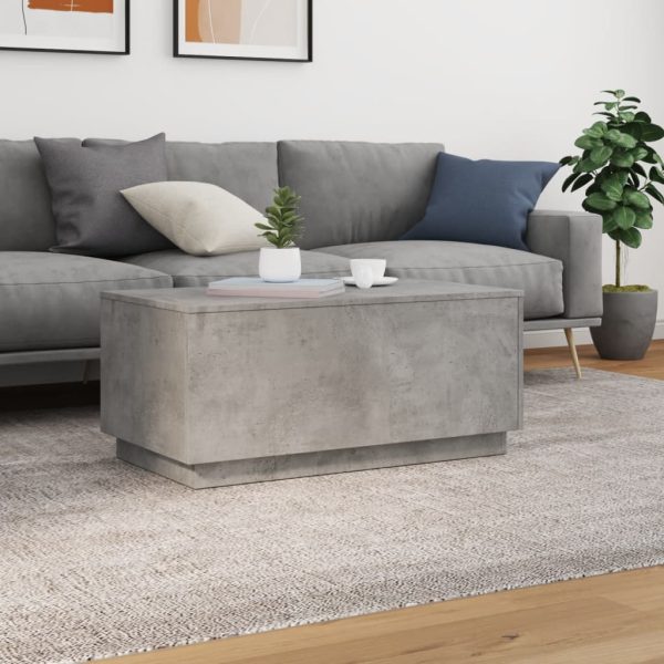 Coffee Table with LED Lights Concrete Grey 50x50x40 cm - Image 10