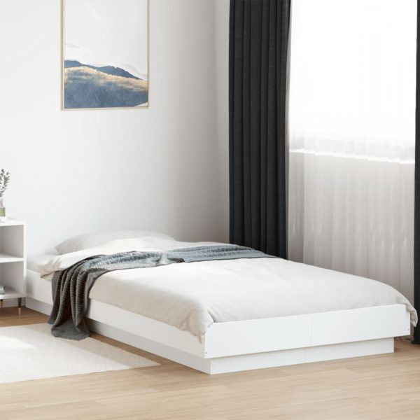 Bed Frame with LED Lights without Mattress White 90x190cm