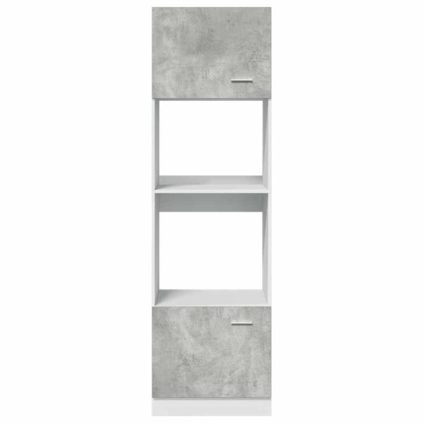 Microwave Cabinet Concrete Grey 60x57x207 cm Engineered Wood - Image 4