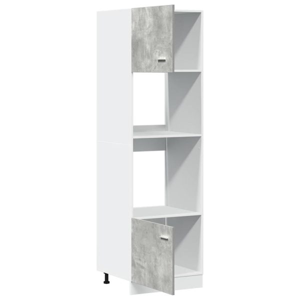 Microwave Cabinet Concrete Grey 60x57x207 cm Engineered Wood - Image 5