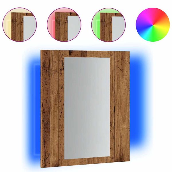 LED Bathroom Mirror Cabinet Old Wood 40x12x45 cm Engineered Wood - Image 2