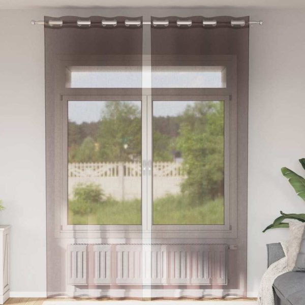 Voile Curtains with Grommets 2 pcs Black 140x245 cm - Image 37