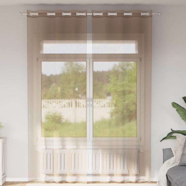 Voile Curtains with Grommets 2 pcs Black 140x245 cm - Image 91