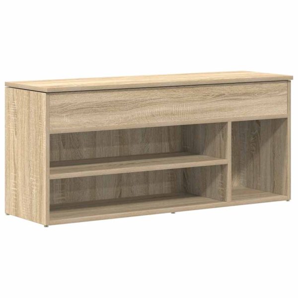 Shoe Bench Sonoma Oak 102x30.5x45 cm Engineered Wood - Image 2