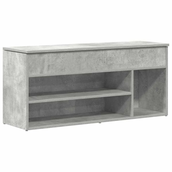 Shoe Bench Concrete Grey 102x30.5x45 cm Engineered Wood - Image 2