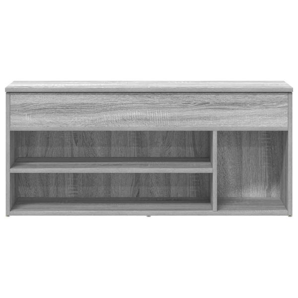 Shoe Bench Concrete Grey 102x30.5x45 cm Engineered Wood - Image 10