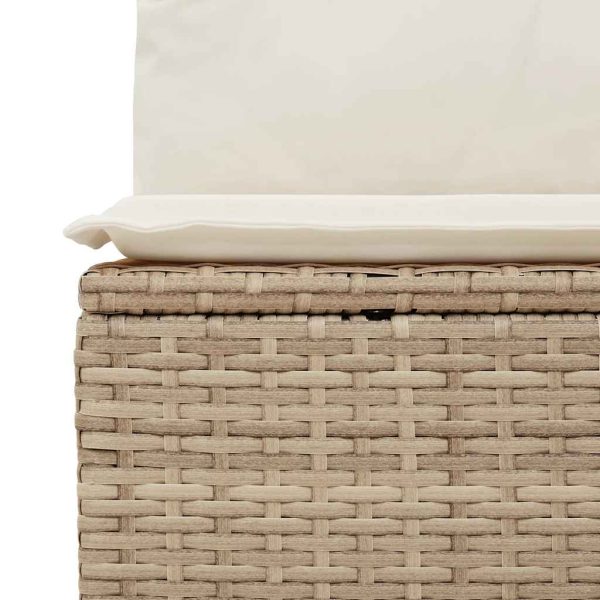 2 Piece Garden Sofa Set with Cushions Beige Poly Rattan Acacia - Image 5
