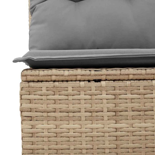 2 Piece Garden Sofa Set with Cushions Beige Poly Rattan Acacia - Image 5