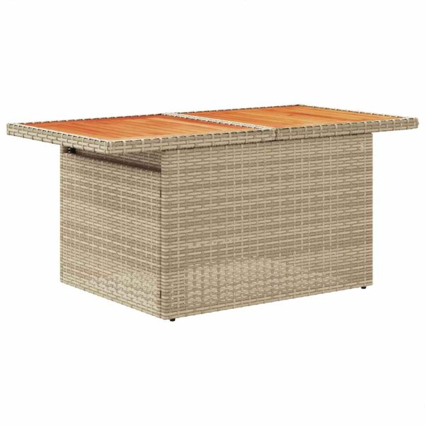 10 Piece Garden Sofa Set with Cushions Beige Poly Rattan Acacia - Image 6