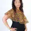 Alex Woven Jet Black African Ankara Print Cape