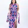 Alisa Pink Multi-colour African Print Infinity Maxi Dress