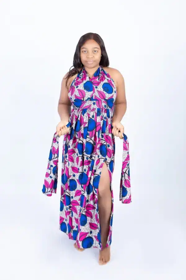 Alisa Pink Multi-colour African Print Infinity Maxi Dress
